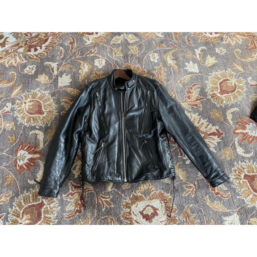 Vintage Bonus leather moto jacket size M rocker goth street heavy rugged